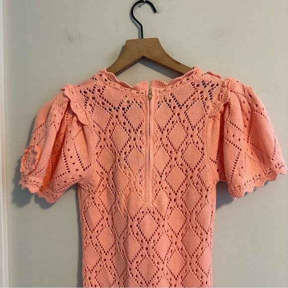 NWT LoveShackFancy Pink Cotton Eyelet Crochet Strawberry Bodysuit Small - Picture 6 of 16